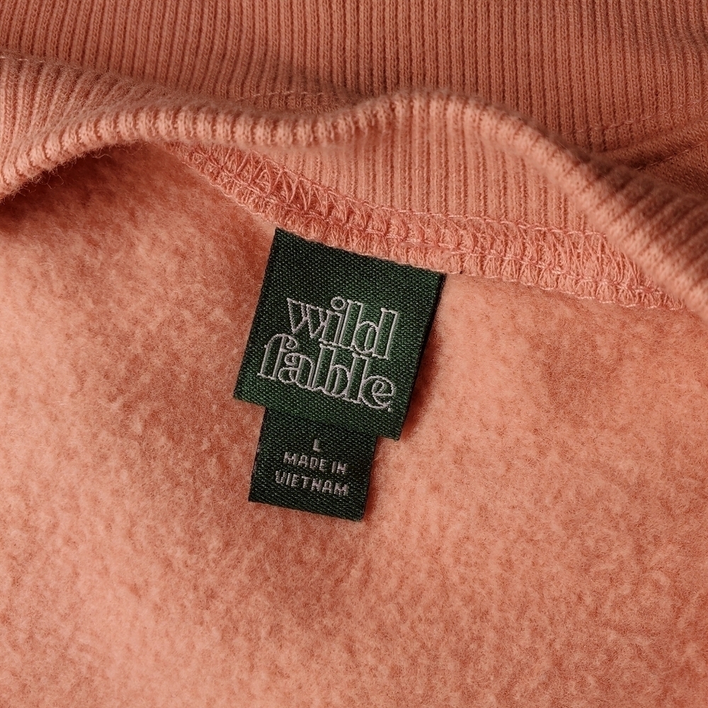 Wild Fable Coral Pink Cropped Drop Shoulder Fleece Pullover Sweatshirt NWOT - Picture 5 of 16